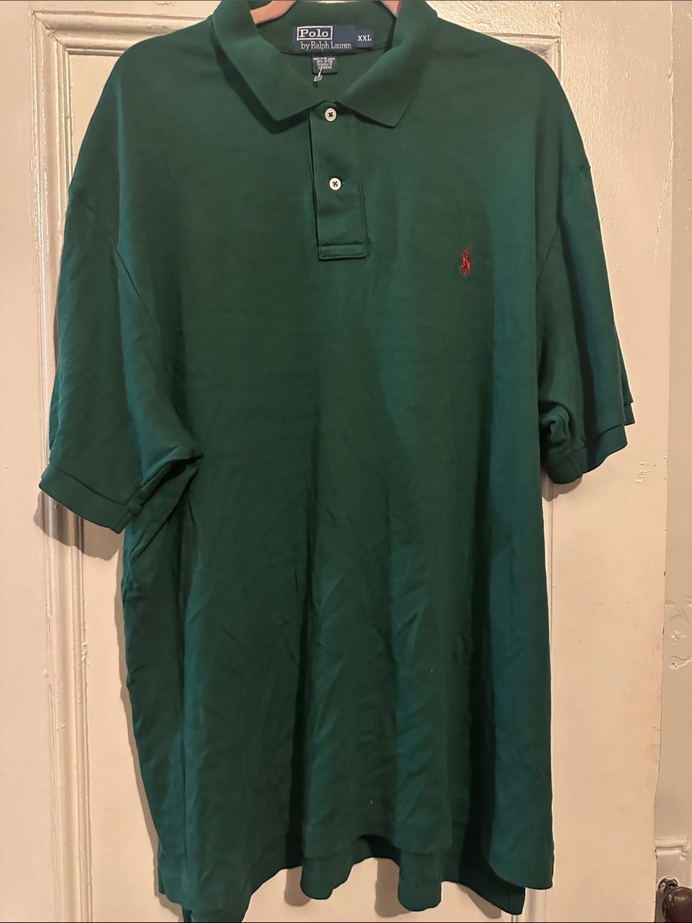 Like New Polo by Ralph Lauren Dark Green Short-Sleeve Cotton Polo with Red Logo.